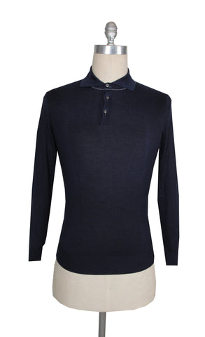 Cesare Attolini Dark Blue 1/4 Button Polo Sweater