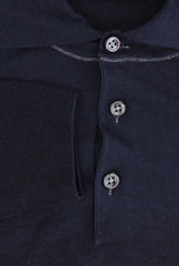 $1300 Cesare Attolini Dark Blue Cashmere Blend Polo Sweater - (CA321265) - Parent