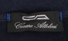 $1300 Cesare Attolini Dark Blue Cashmere Blend Polo Sweater - (CA321265) - Parent