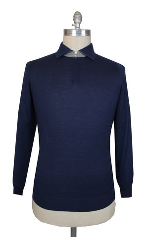 Cesare Attolini Navy Blue 1/4 Zip Polo Sweater