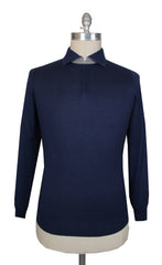 $1885 Cesare Attolini Navy Blue Cashmere Blend Polo Sweater - XL/54 - (CA321264)
