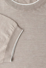 $600 Cesare Attolini Beige Cotton Blend Crewneck Sweater - (CA172312) - Parent