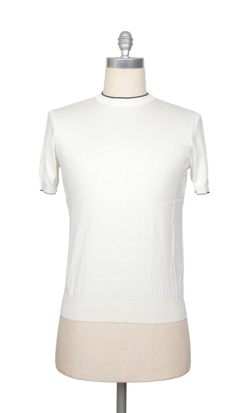 Cesare Attolini White Cotton Blend Crewneck Sweater - (CA17238) - Parent