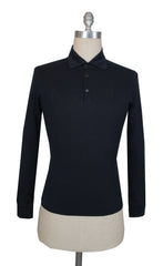 $1235 Cesare Attolini Dark Blue Silk Blend Polo Sweater - (CA321262) - Parent