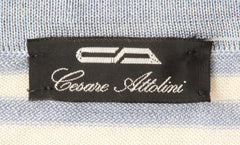 Cesare Attolini Light Blue Striped Silk Polo - (CA69221) - Parent
