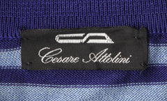 Cesare Attolini Blue Striped Silk Polo - (CA69222) - Parent