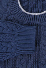 $1365 Cesare Attolini Blue Cotton Crewneck Sweater - (CA124262) - Parent