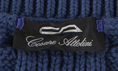 $1365 Cesare Attolini Blue Cotton Crewneck Sweater - (CA124262) - Parent