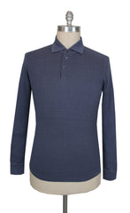 $1820 Cesare Attolini Blue Silk Blend Polo Sweater - XL/54 - (CA321261)
