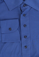 $715 Cesare Attolini Blue Solid Cotton Polo - (CA81262) - Parent