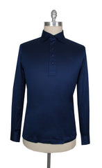 $715 Cesare Attolini Navy Blue Solid Cotton Polo - 16/41 - (CA81261)