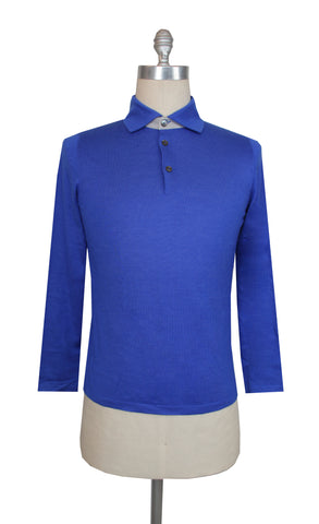 Cesare Attolini Blue 1/4 Button Polo Sweater