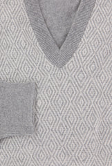 Cesare Attolini Light Gray Cashmere V-Neck Sweater - (CA419233) - Parent