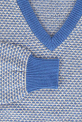 $925 Cesare Attolini Blue Cashmere V-Neck Sweater - (CA1122311) - Parent