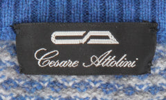 $925 Cesare Attolini Blue Cashmere V-Neck Sweater - (CA1122311) - Parent