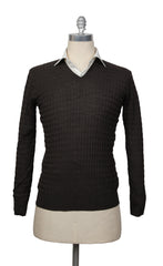 Cesare Attolini Brown Wool & Silk V-Neck Sweater - (CA17237) - Parent