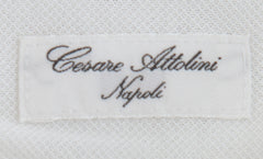 $585 Cesare Attolini White Solid Piqué Polo - (CA81265) - Parent