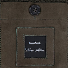 $5590 Cesare Attolini Dark Green Leather Solid Jacket - (CA725242) - Parent
