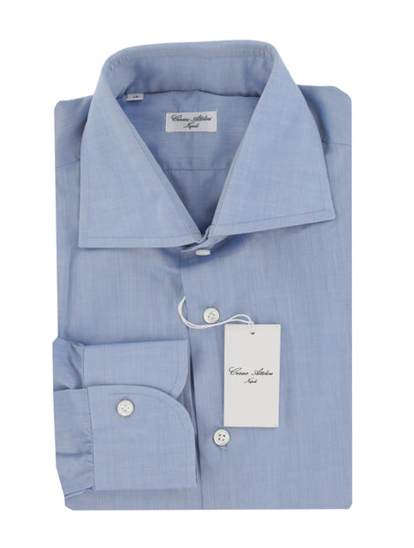 $774 Cesare Attolini Light Blue Cotton Shirt - Slim - (CA521261) - Parent