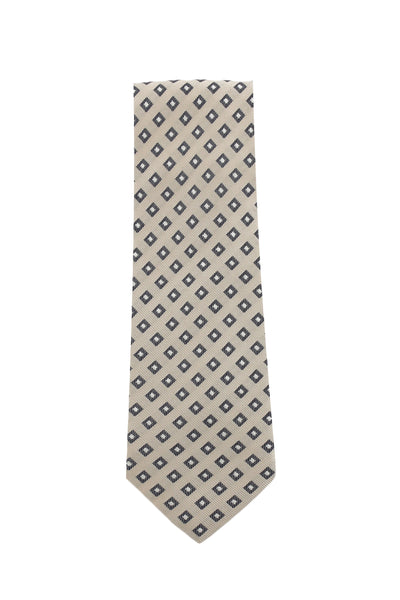 Cesare Attolini Cream Geometric Silk Tie (1516)