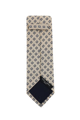 Cesare Attolini Cream Geometric Silk Tie (1516)