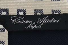 Cesare Attolini Cream Geometric Silk Tie (1516)