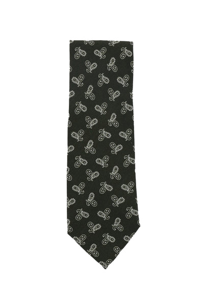 Cesare Attolini Dark Green Paisley Silk Tie (1547)