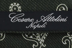 Cesare Attolini Dark Green Paisley Silk Tie (1547)