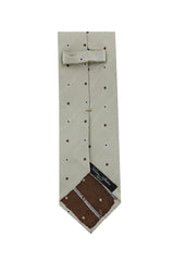 Cesare Attolini Cream Polka Dot Silk Tie (1515)