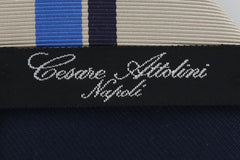 Cesare Attolini Beige Striped Silk Tie (1518)