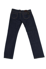 $904 Cesare Attolini Denim Blue Solid Jeans - Slim - (CA617266) - Parent