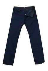 $695 Cesare Attolini Dark Blue Solid Jeans - Slim - (CA522241) - Parent