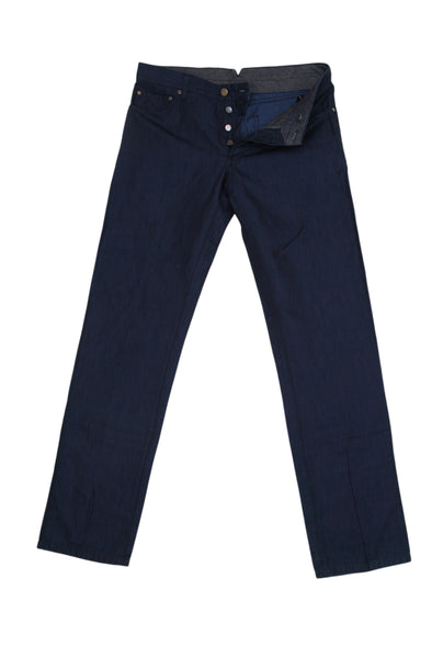 $904 Cesare Attolini Blue Solid Cotton Blend Pants - Slim - (CA63261) - Parent