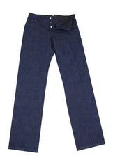 $695 Cesare Attolini Denim Blue Solid Jeans - Slim - (CA9262625) - Parent