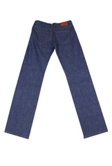 $695 Cesare Attolini Denim Blue Solid Jeans - Slim - (CA9262625) - Parent