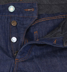 $695 Cesare Attolini Denim Blue Solid Jeans - Slim - (CA9262625) - Parent