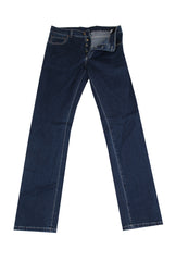 $904 Cesare Attolini Denim Blue Solid Jeans - Slim -  32/48 - (CA9262628)