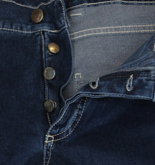 $904 Cesare Attolini Denim Blue Solid Jeans - Slim - (CA9262628) - Parent