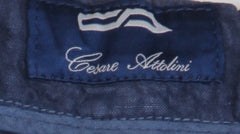 $910 Cesare Attolini Blue Solid Linen Pants - Slim - (CA9262610) - Parent