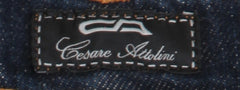 $904 Cesare Attolini Dark Blue Solid Jeans - Slim - (CA930261) - Parent