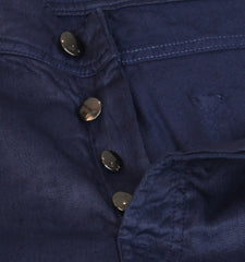 $904 Cesare Attolini Navy Blue Solid Jeans - Slim - (CA9262623) - Parent
