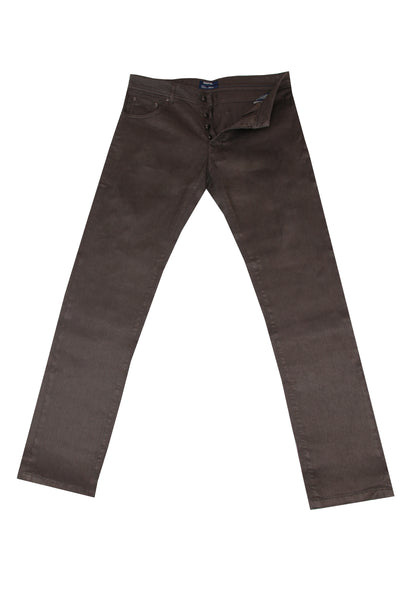 $904 Cesare Attolini Brown Solid Jeans - Slim - (CA9262626) - Parent