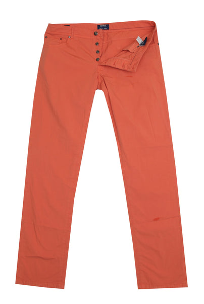 $904 Cesare Attolini Orange Solid Cotton Blend Pants - Slim - (CA926268) - Parent