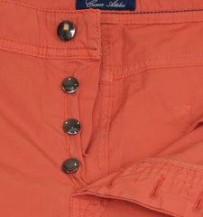 $904 Cesare Attolini Orange Solid Cotton Blend Pants - Slim - (CA926268) - Parent