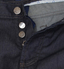 $904 Cesare Attolini Dark Blue Solid Jeans - Slim - (CA9262624) - Parent