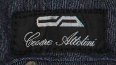 $904 Cesare Attolini Dark Blue Solid Jeans - Slim - (CA9262624) - Parent