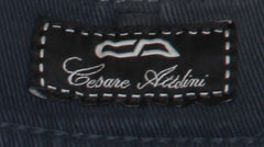 $904 Cesare Attolini Dark Blue Solid Jeans - Slim - (CA5212613) - Parent