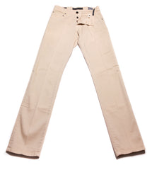 Cesare Attolini Beige Solid Cotton Blend Pants - Slim - 30/46 - (1209)