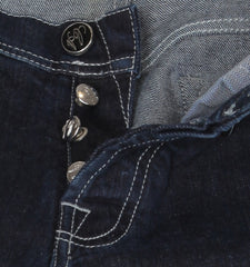 $904 Cesare Attolini Denim Blue Solid Jeans - Slim - (CA926263) - Parent