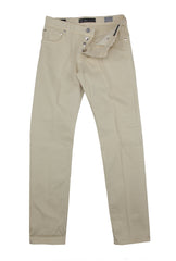 Cesare Attolini Cream Solid Cotton Blend Pants - Slim - (1025) - Parent